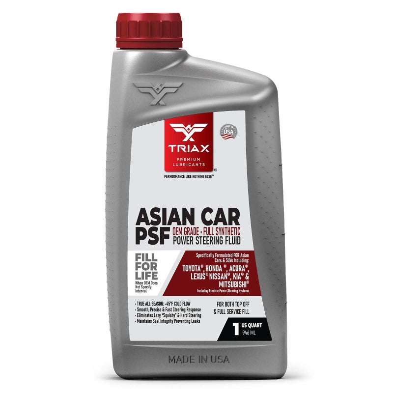 TRIAX Asian Car PSF Hydraulic & Electric Full Synthetic OEM Grade Power Steering Fluid | Compatible with Honda, Acura, Toyota, Lexus, Nissan, Infiniti, Mazda, Hyundai, Kia & More (1 Quart) - Image 1